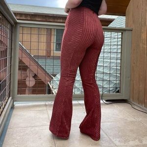 Free People Maroon Flare Velvet Pants